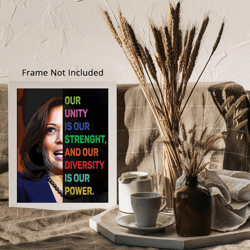 Posterizer 1 pcs-Our Unity-Kamala Harris Quotes-Patriotic & Military Art-Quotes-Gift for US Military Veterans-Decor for Home & Office- unframed wa...